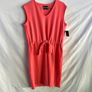 Coral sleeves adjustable waist shift dress